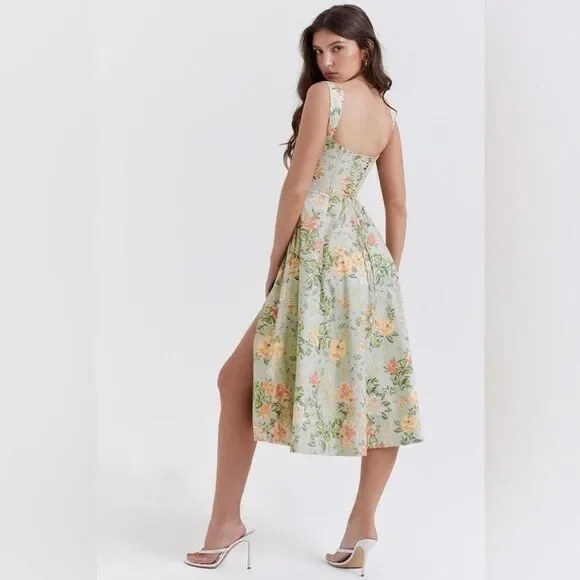 House of CB Corset Midi Sundress XS - Jade Floral Print - Picture 4 of 8
